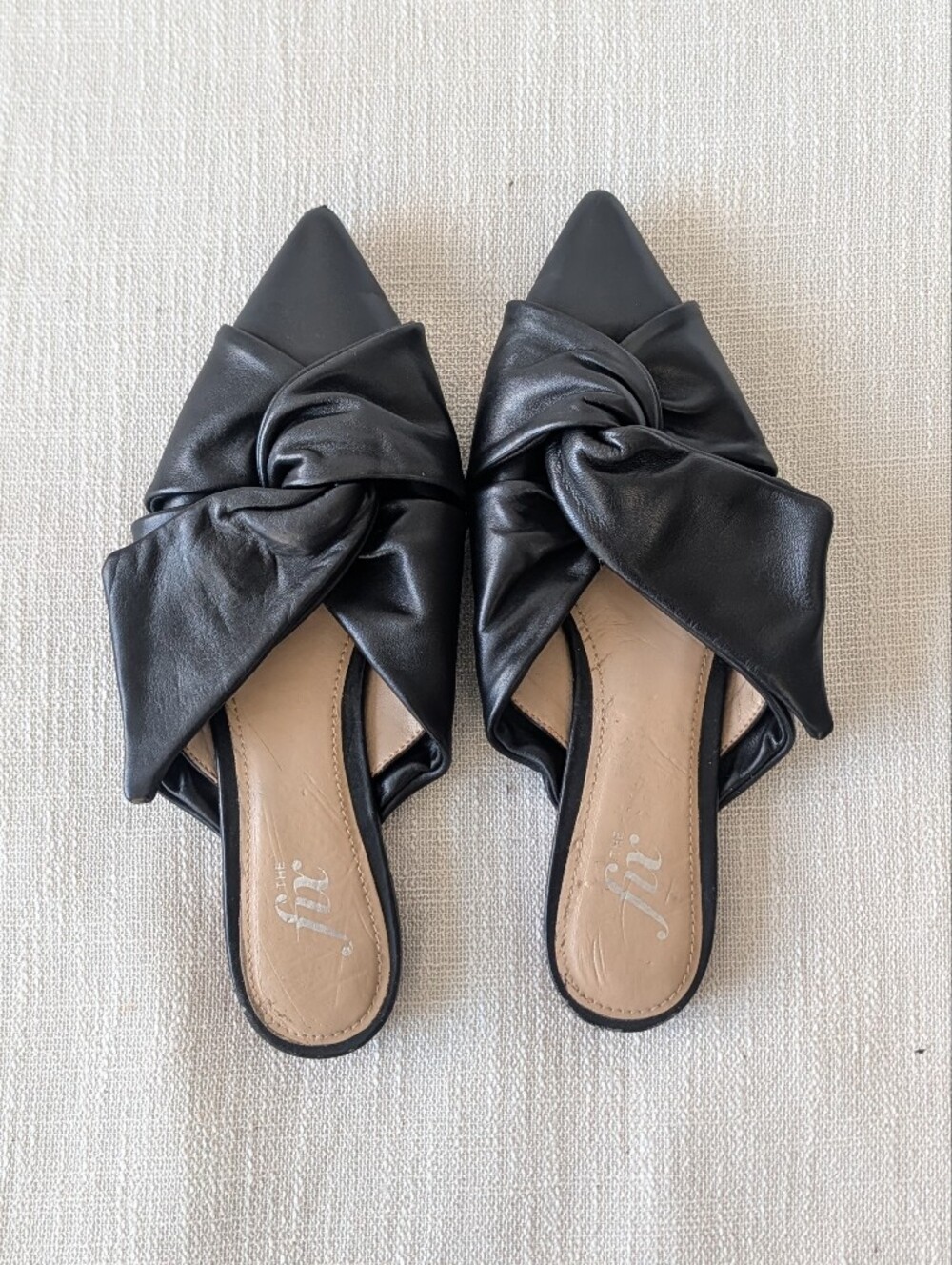 The Fix Women's Esmeralda Bow Slide Pointed Toe Flat, Black Size, 7.5